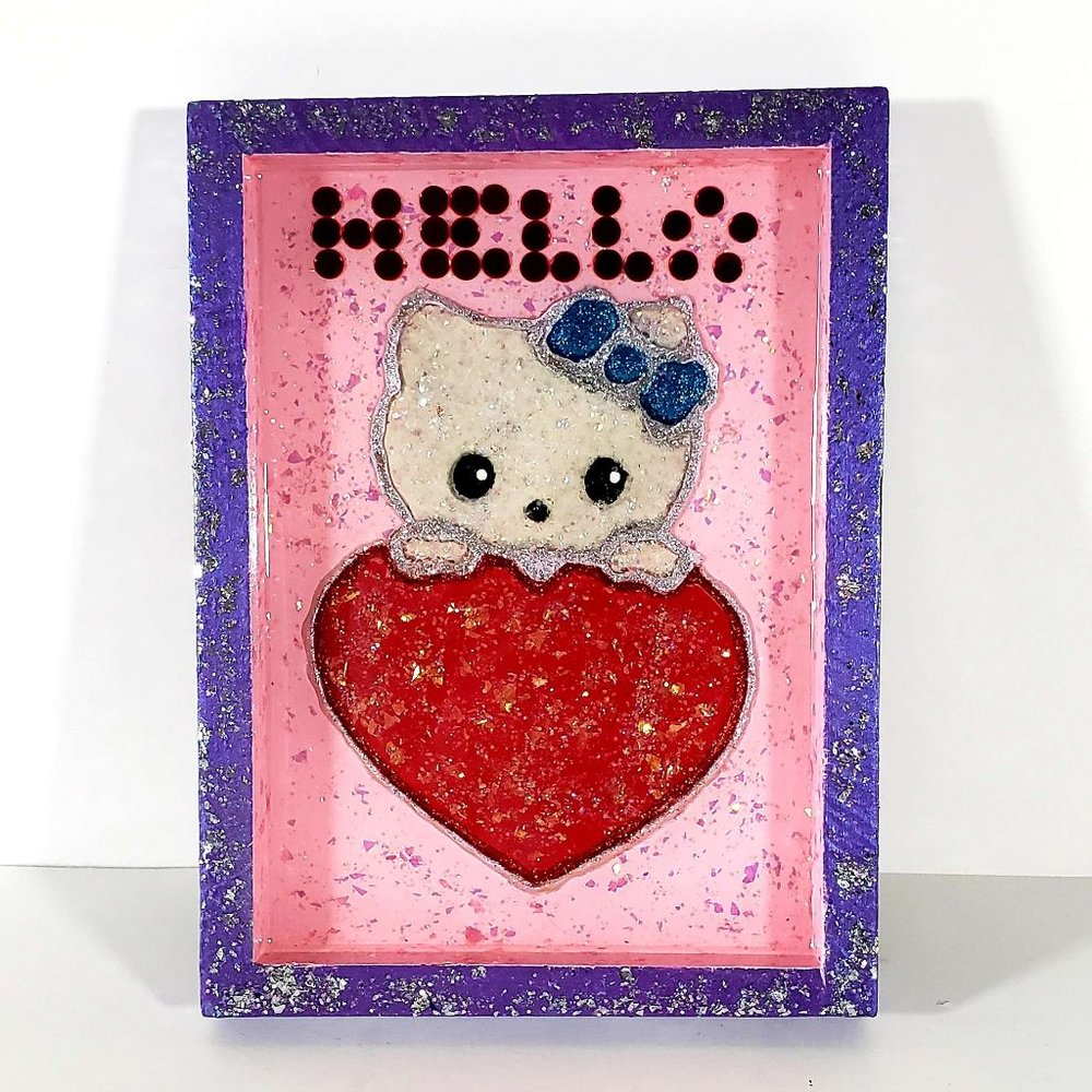 🌸 Hand Crafted Sanrio Hello Kitty Resin Wall Hanger Or Tray 4 Keys Glasses NEW